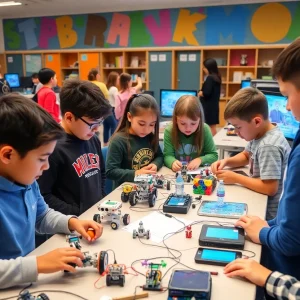 Students participating in hands-on STEM activities at the ABQ School of Excellence event.
