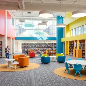 Interior view of the Alamosa Library showcasing modern design and community spaces