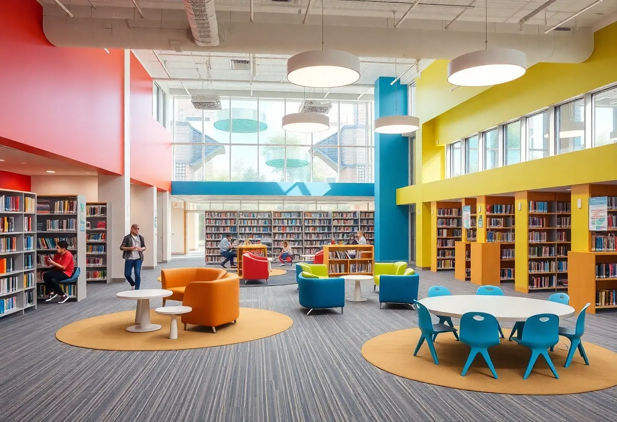 Interior view of the Alamosa Library showcasing modern design and community spaces
