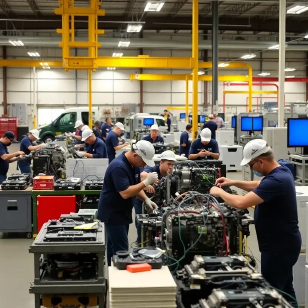 Workers at an aerospace manufacturing facility in Albuquerque amidst trade tensions.