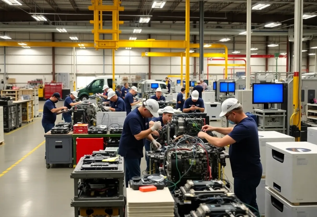 Workers at an aerospace manufacturing facility in Albuquerque amidst trade tensions.