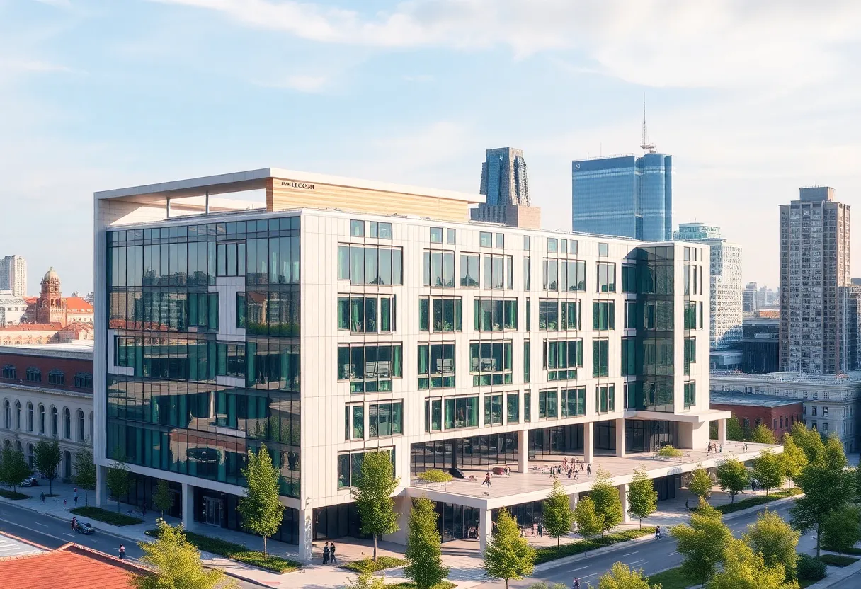 Modern civic building in Albuquerque emphasizing sustainable design