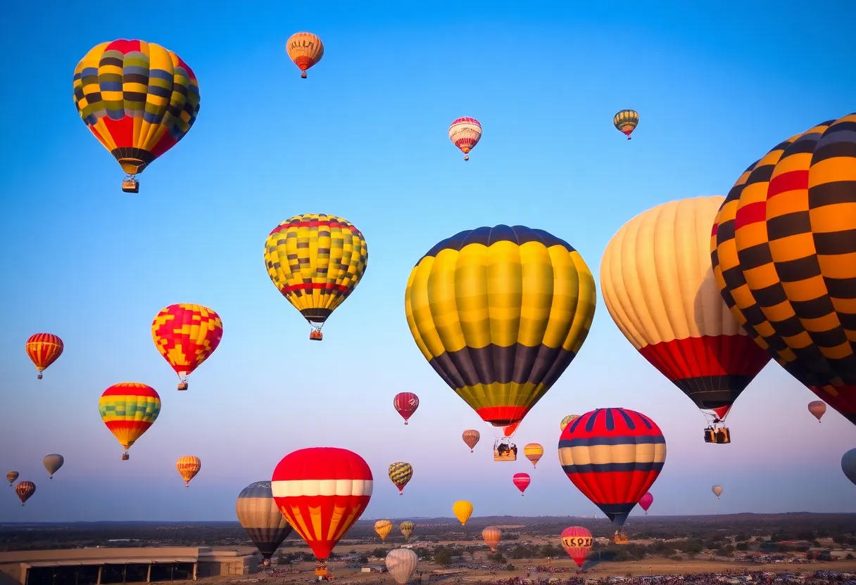 Colorful hot air balloons in the sky during the Albuquerque International Balloon Fiesta