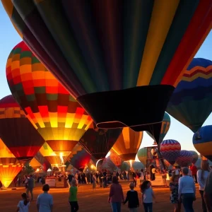 Hot air balloons rising at dawn during the Albuquerque Balloon Fiesta