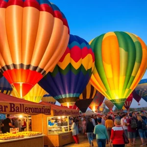 Hot air balloons flying at Albuquerque International Balloon Fiesta
