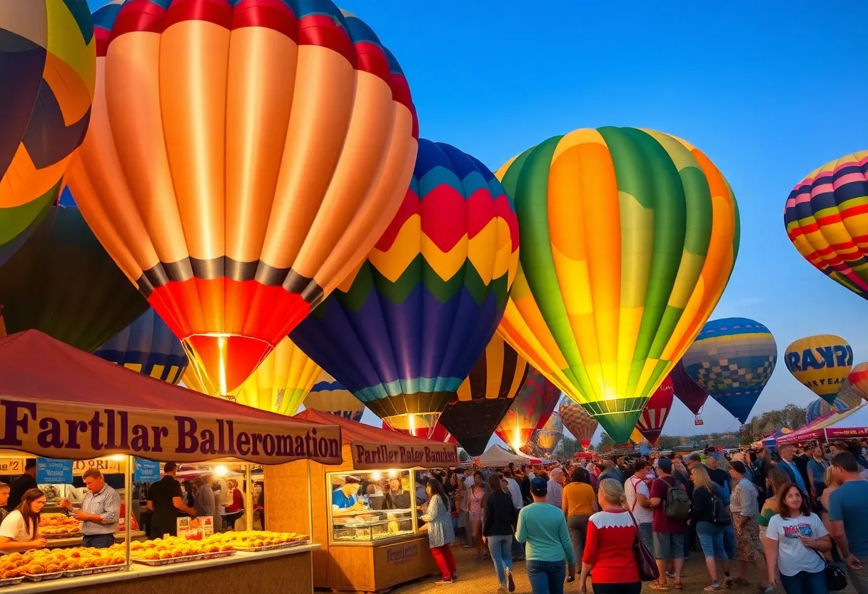 Hot air balloons flying at Albuquerque International Balloon Fiesta