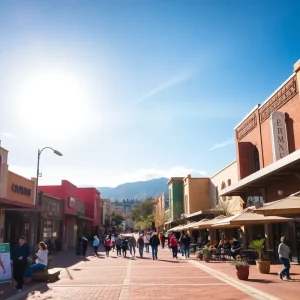 Cityscape of Albuquerque highlighting local businesses and outdoor activities.