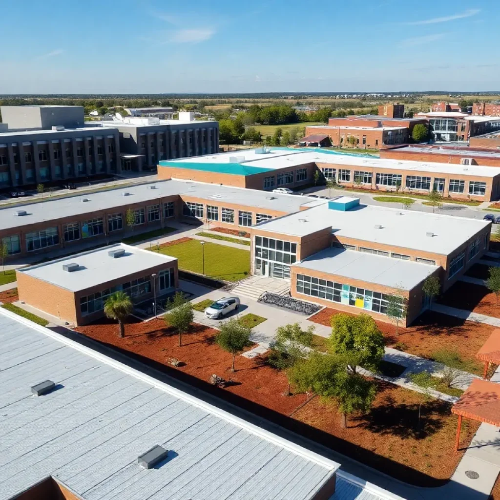 Newly expanded charter school campus in Albuquerque with modern architecture