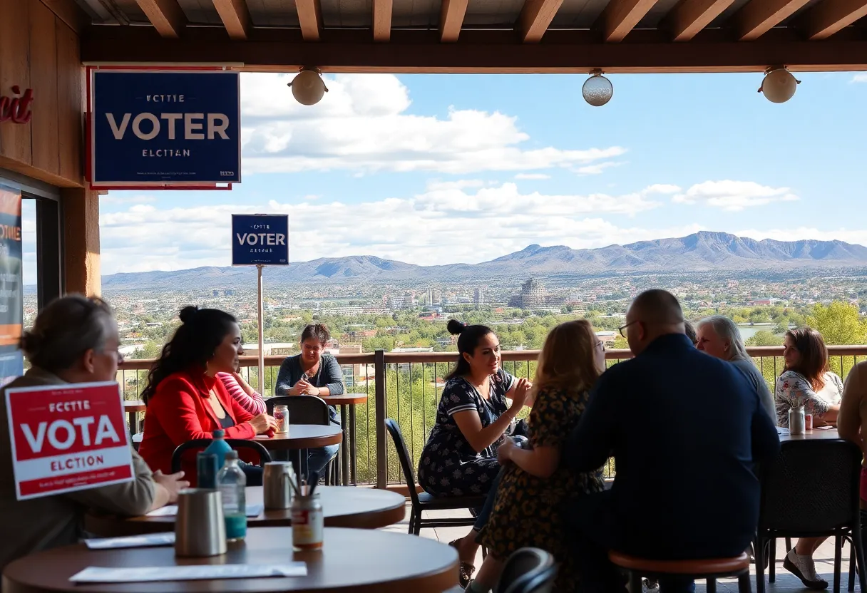 Community members engage in conversation during the Albuquerque City Council election.