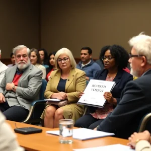 A diverse group of advocates addressing the Albuquerque City Council about ranked-choice voting