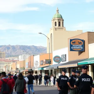 Urban landscape of Albuquerque showcasing local businesses and community spirit.