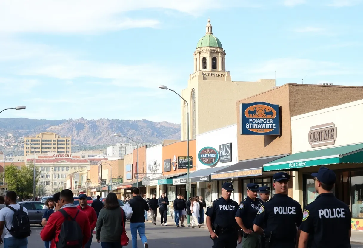 Urban landscape of Albuquerque showcasing local businesses and community spirit.