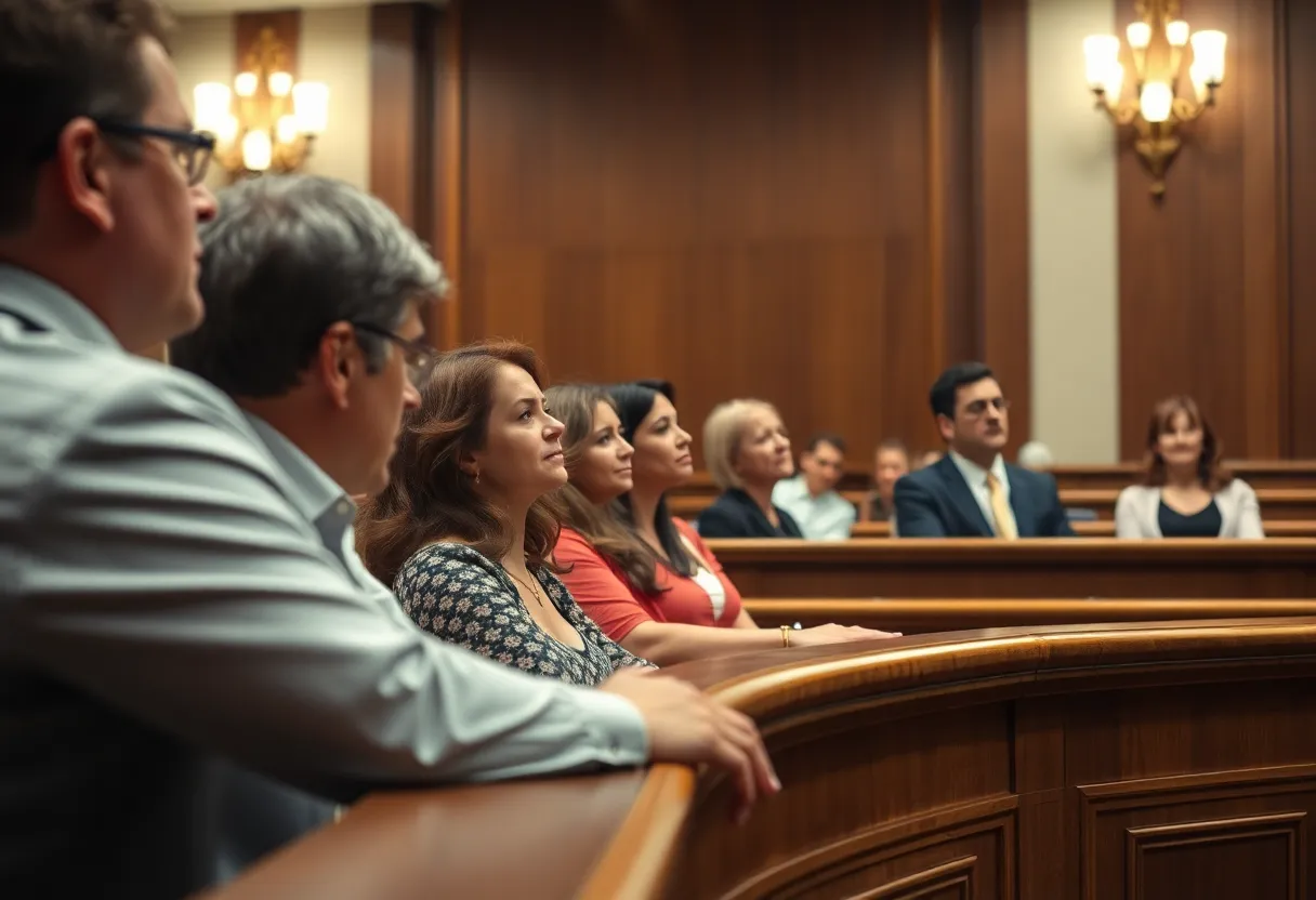 Tense courtroom scene during the murder trial in Albuquerque