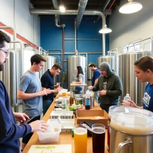 Students training in a craft brewery setting in Albuquerque