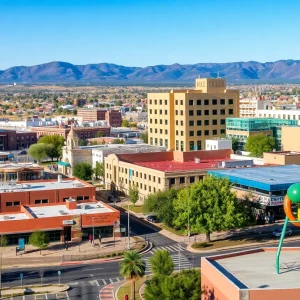 Aerial view of Albuquerque showing growth and community revitalization