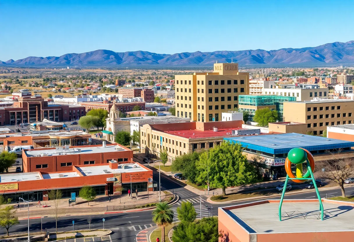 Aerial view of Albuquerque showing growth and community revitalization
