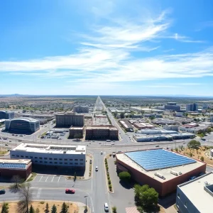 Panoramic view of Albuquerque showcasing economic growth and modern infrastructure.