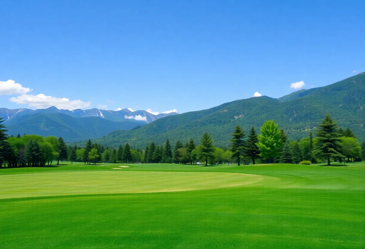A scenic view of a golf course in Albuquerque, New Mexico.