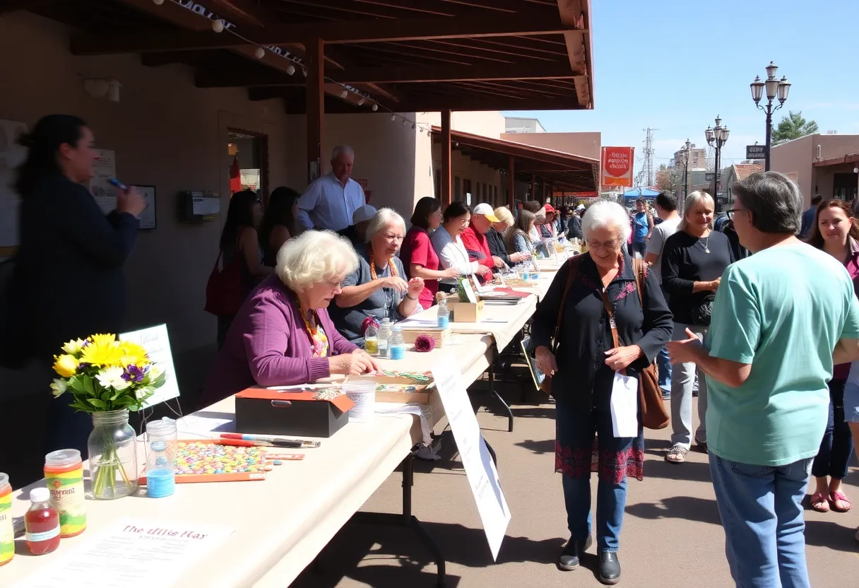 A lively festival featuring grandparents in Old Town Albuquerque, showcasing music and crafts.