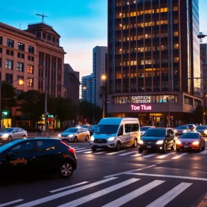 Traffic at a bustling Albuquerque intersection