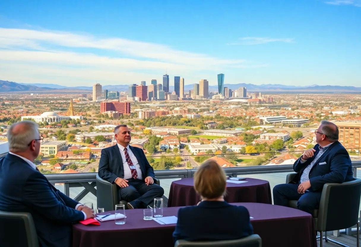 Business leaders at a trade forum discussing energy and technology collaborations