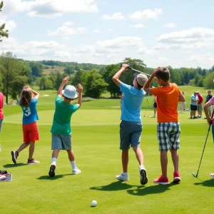 Young golfers participating in a junior golf tournament at Pueblo Golf Course in Albuquerque.
