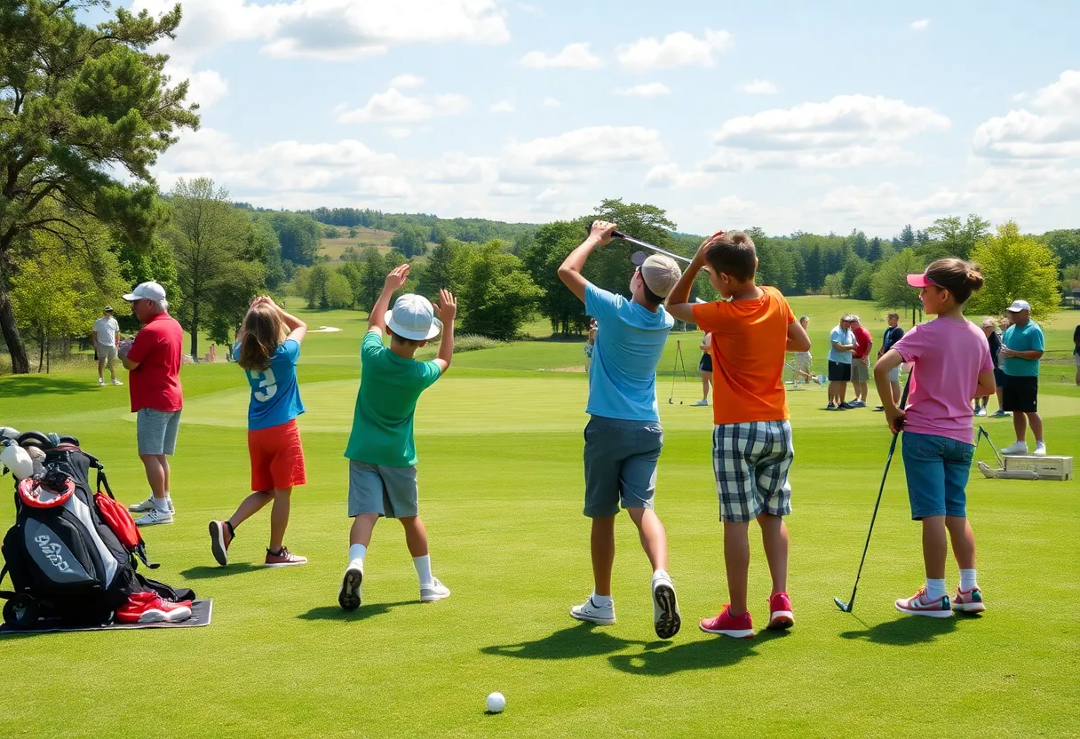 Young golfers participating in a junior golf tournament at Pueblo Golf Course in Albuquerque.
