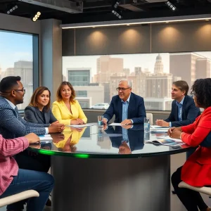 Mayoral candidates engaging in a roundtable discussion.