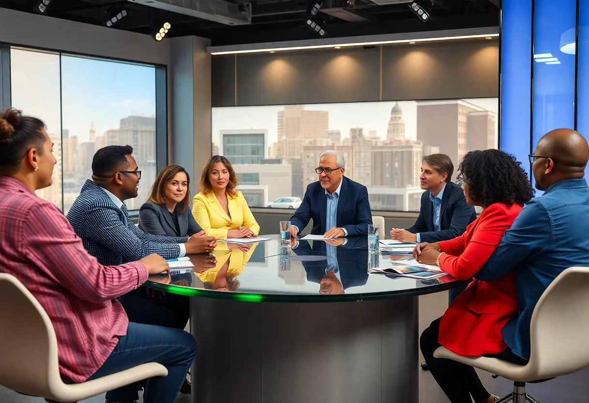 Mayoral candidates engaging in a roundtable discussion.