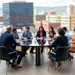 Candidates discussing economic and public safety issues at a roundtable in Albuquerque