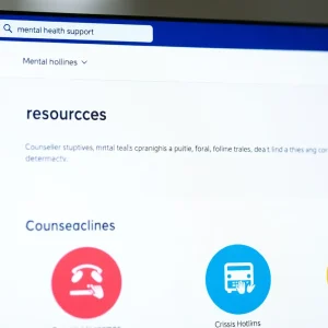 Screenshot of Albuquerque Public Schools mental health resources tab