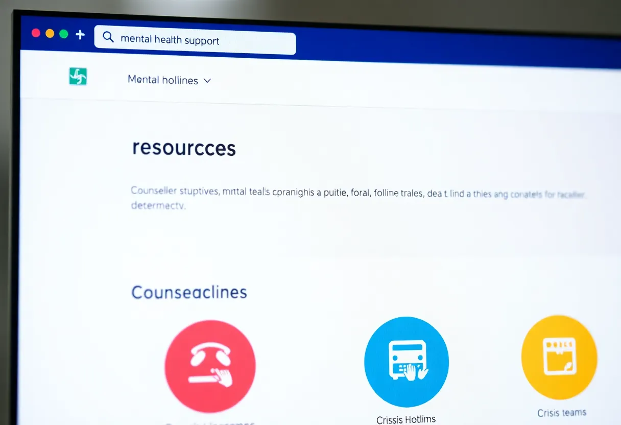 Screenshot of Albuquerque Public Schools mental health resources tab