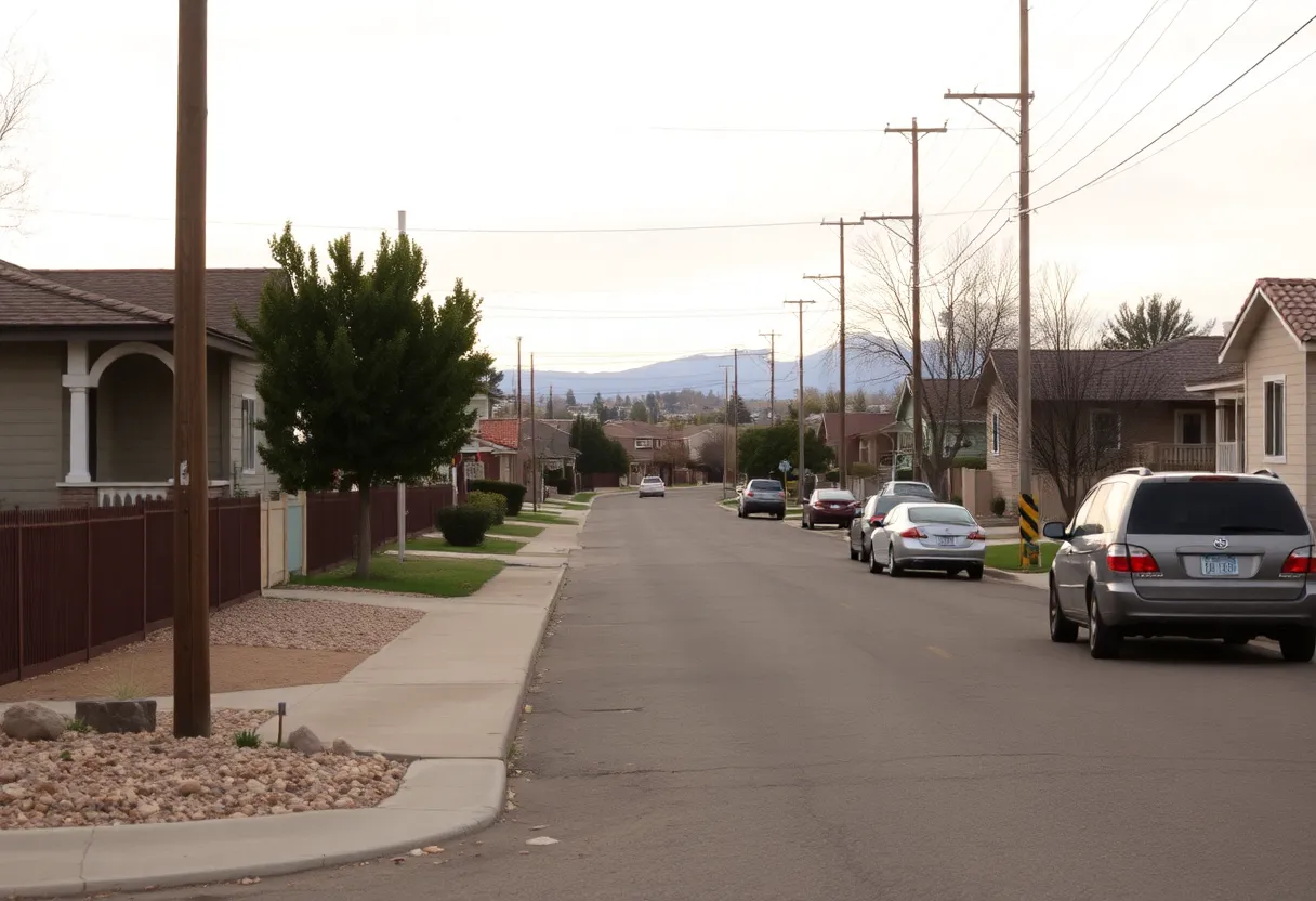 Serene view of an Albuquerque neighborhood with parked cars