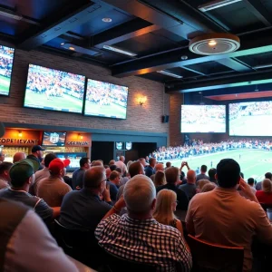 Albuquerque sports fans watching NFL games in a lively atmosphere.