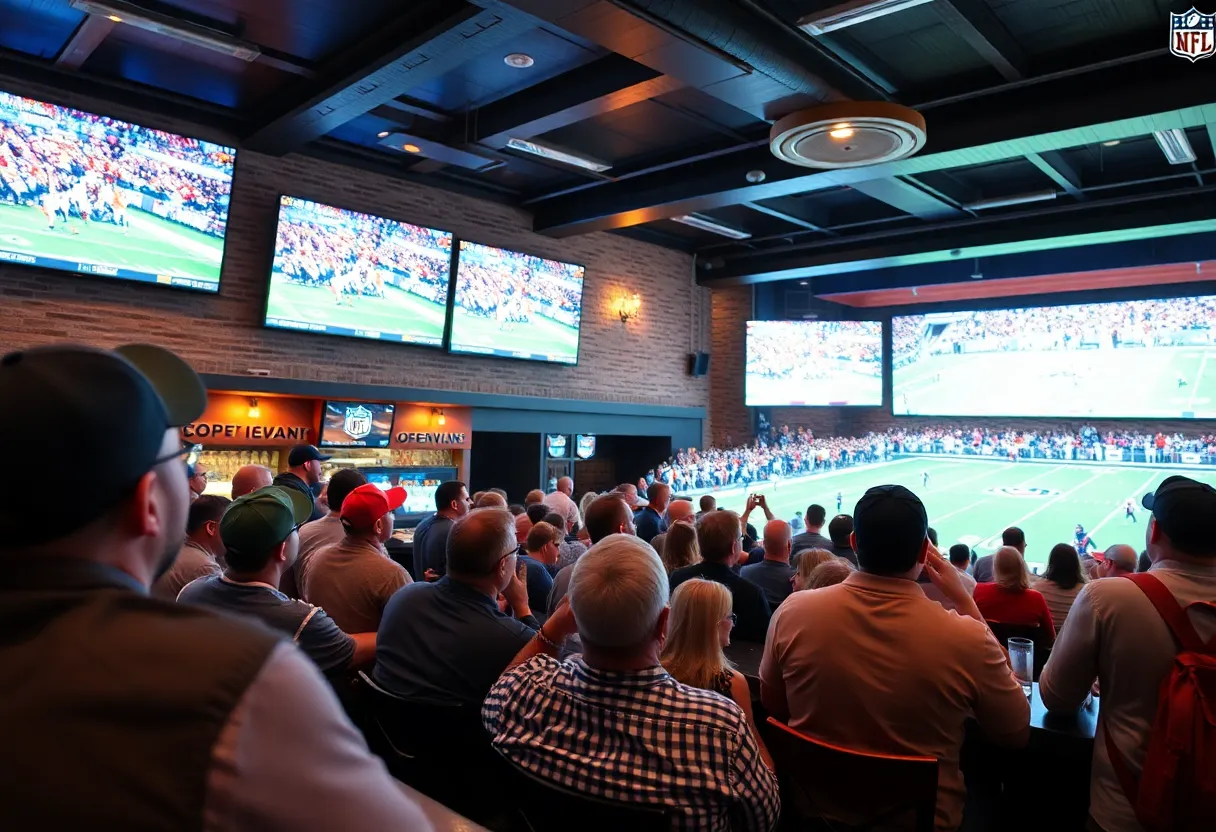 Albuquerque sports fans watching NFL games in a lively atmosphere.