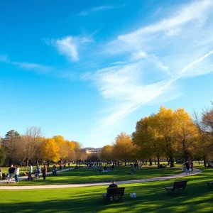 Families enjoying a sunny day at the Botanic Garden in Albuquerque