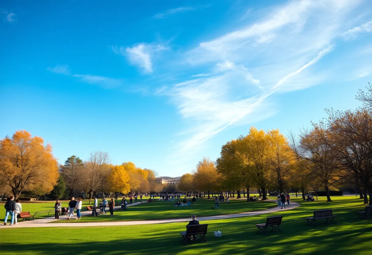 Families enjoying a sunny day at the Botanic Garden in Albuquerque