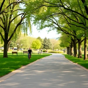 A park in Albuquerque with cycling paths