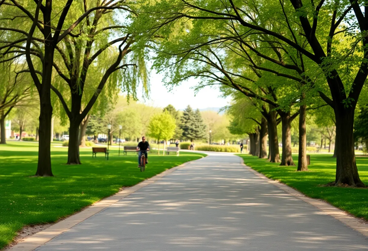 A park in Albuquerque with cycling paths