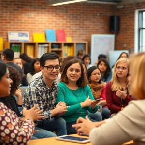 Community members engaged in discussion at an Albuquerque education meeting