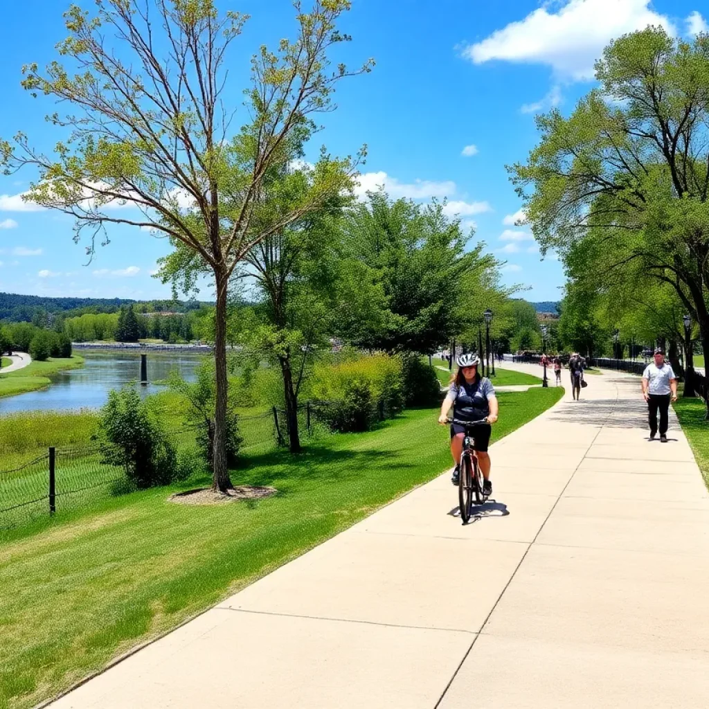 People using the newly opened Rail Trail in Albuquerque