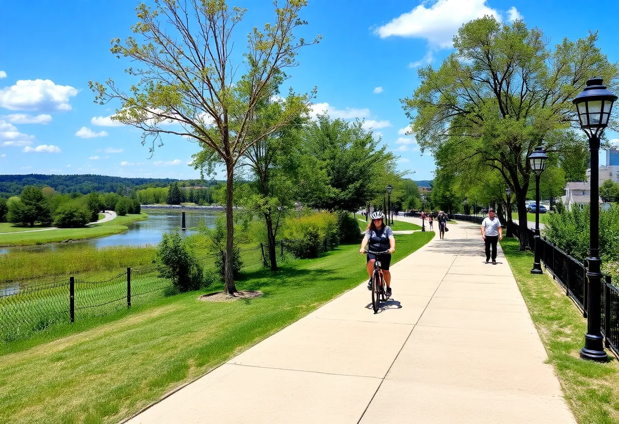 People using the newly opened Rail Trail in Albuquerque
