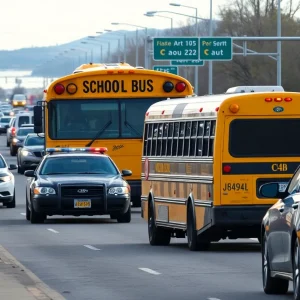 Emergency response at an Albuquerque school bus crash scene