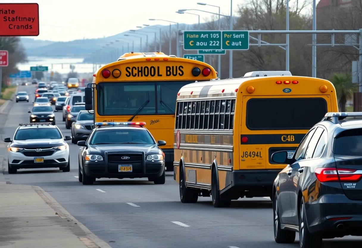 Emergency response at an Albuquerque school bus crash scene