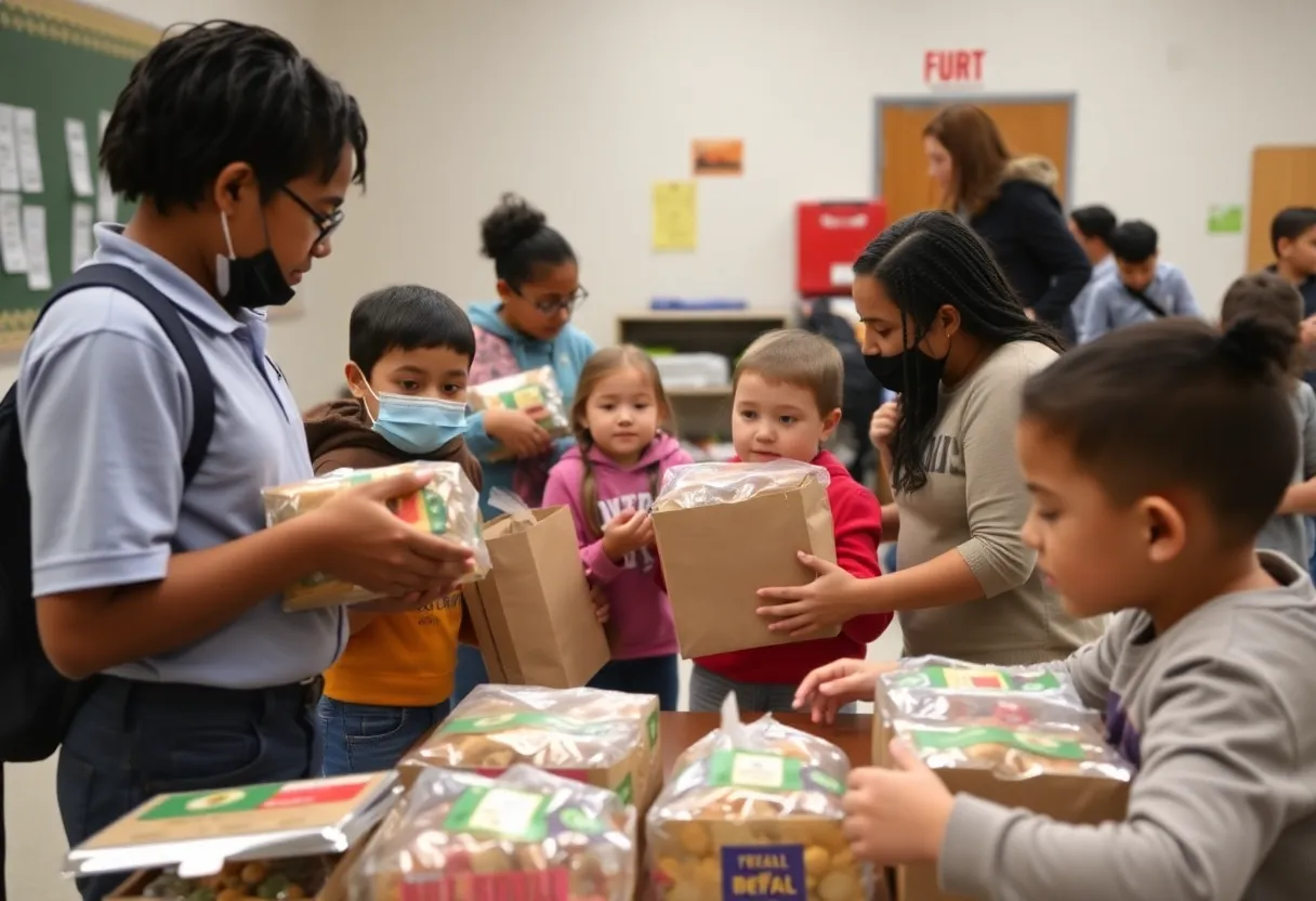 Students at Albuquerque schools participating in emergency preparedness drills.