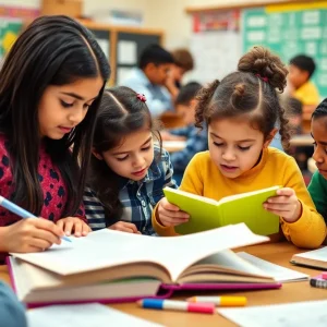 Students in Albuquerque participating in reading and math lessons