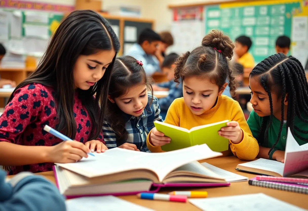 Students in Albuquerque participating in reading and math lessons