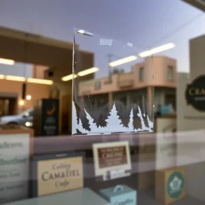 Repaired storefront of a small business in Albuquerque