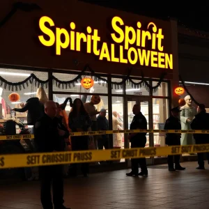 Albuquerque Spirit Halloween store with police presence after a shooting incident