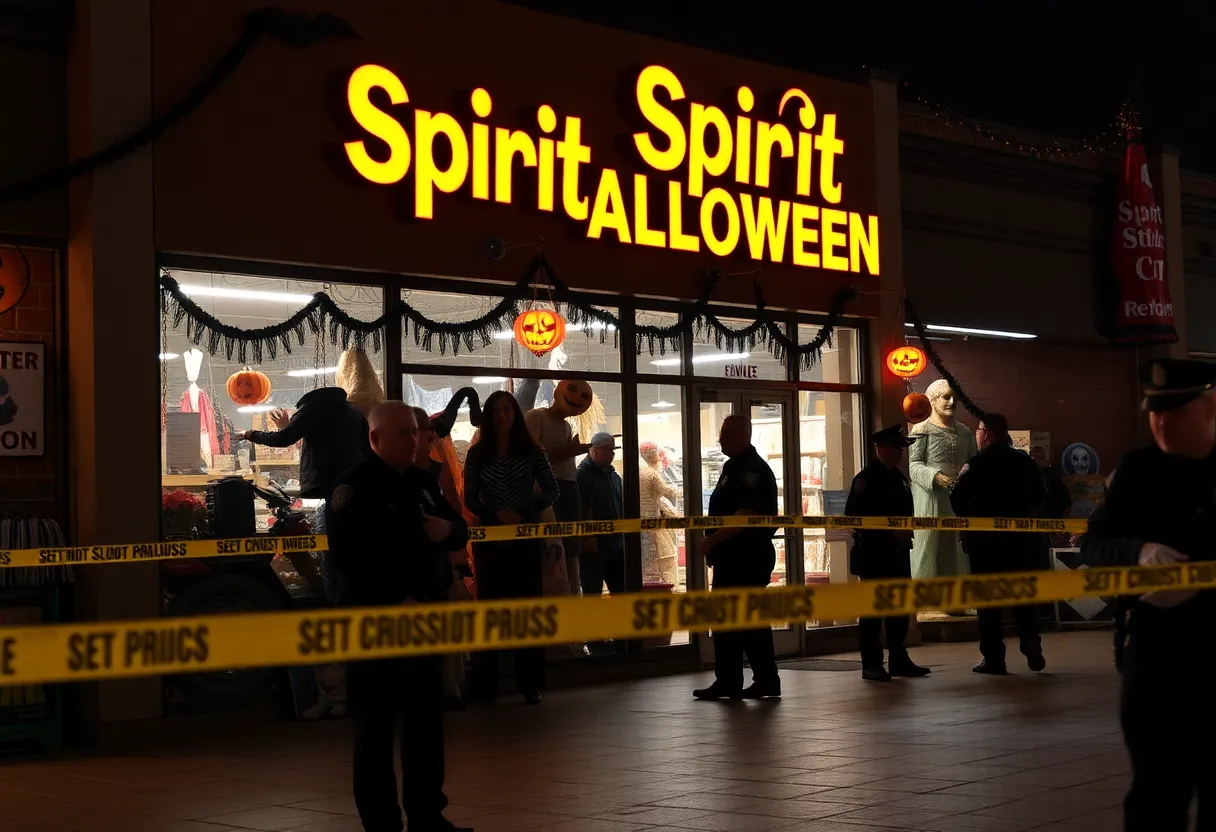 Albuquerque Spirit Halloween store with police presence after a shooting incident